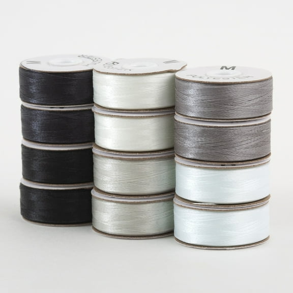 SuperBobs Polyester M-Style Bobbin 12 Pack Monochrome