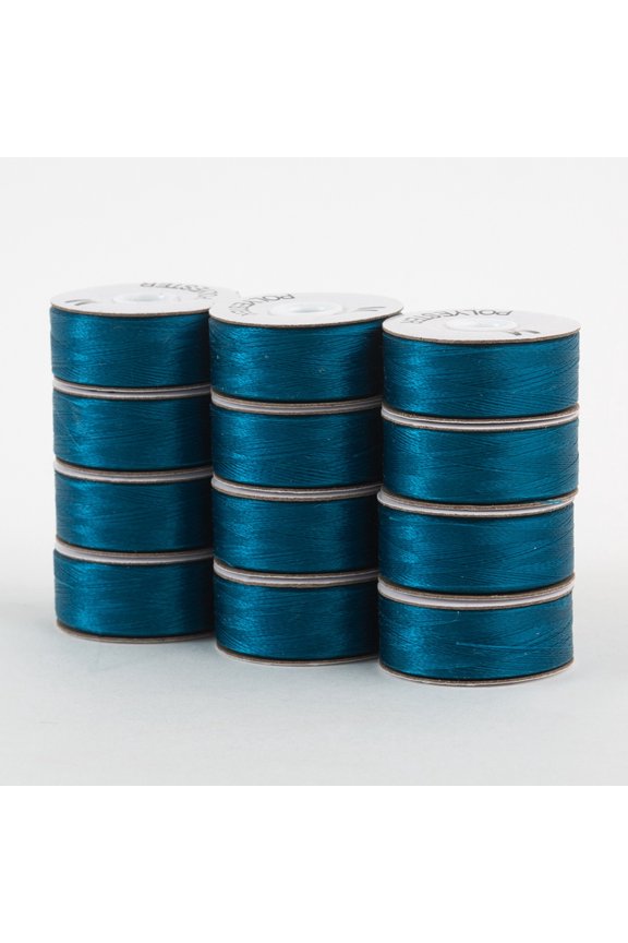 SuperBobs Polyester M-Style Bobbin 12 Pack Turquoise