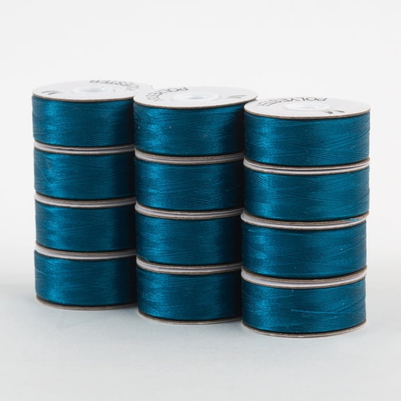SuperBobs Polyester M-Style Bobbin 12 Pack Turquoise