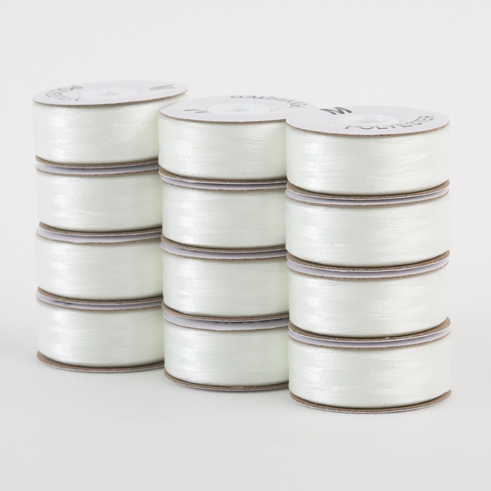 SuperBobs Polyester M-Style Bobbin 72 Pack Natural White