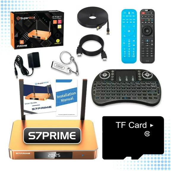 Super TV Box 2025 S7PRIME New color scheme,8-Piece Set of Alternate Mini Keyboard,4GB DDR, 128GB eMMC storage
