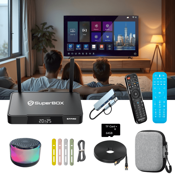 SuperBox Black S7 Pro Android System With Voice Remote Control 2025 Original upgraded version