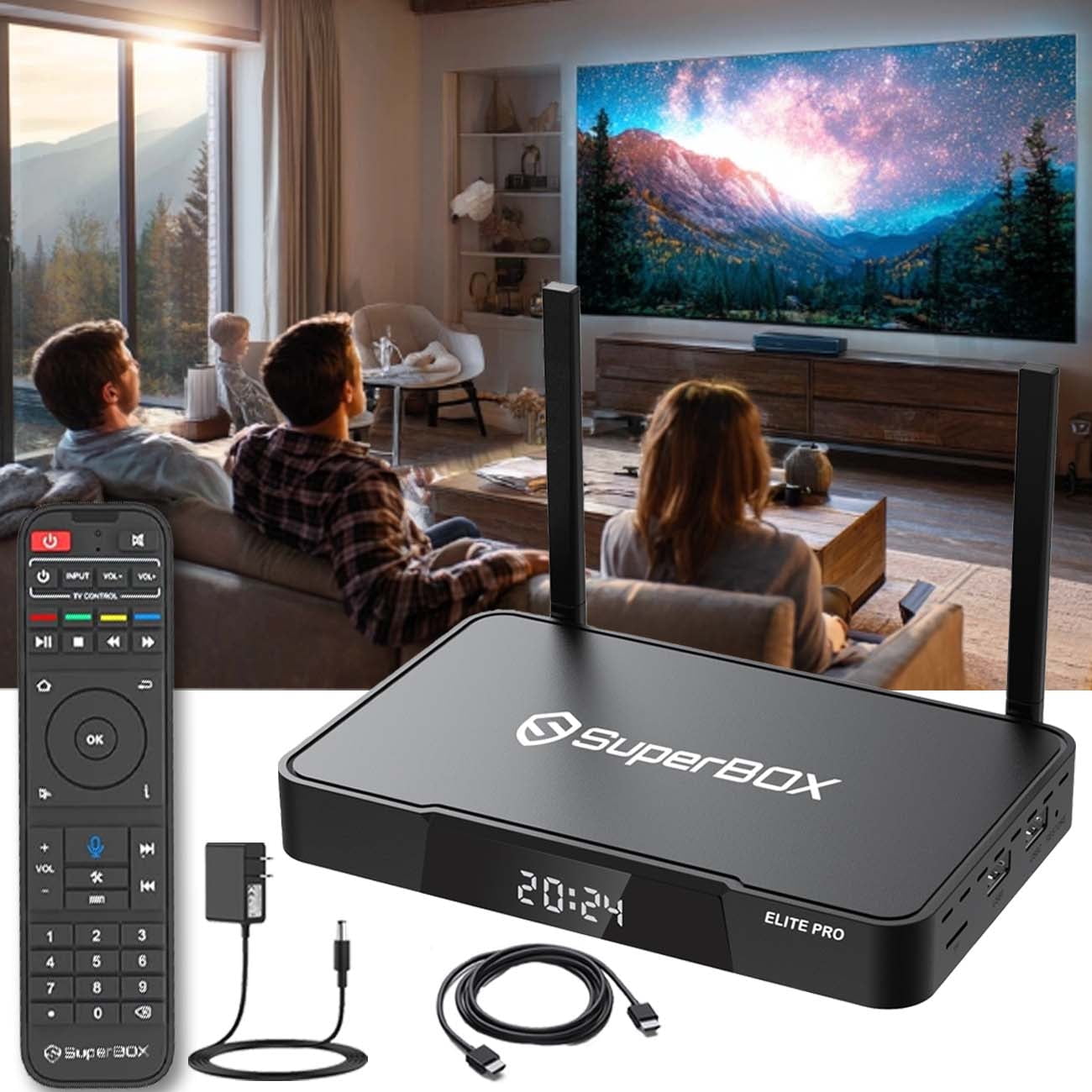 SuperBox Elite PRO Fully Loaded, Elite PRO TV Box with 4GB RAM, 32GB Storage, 2T2R Built-in Voice Control System, Dual Band WiFi