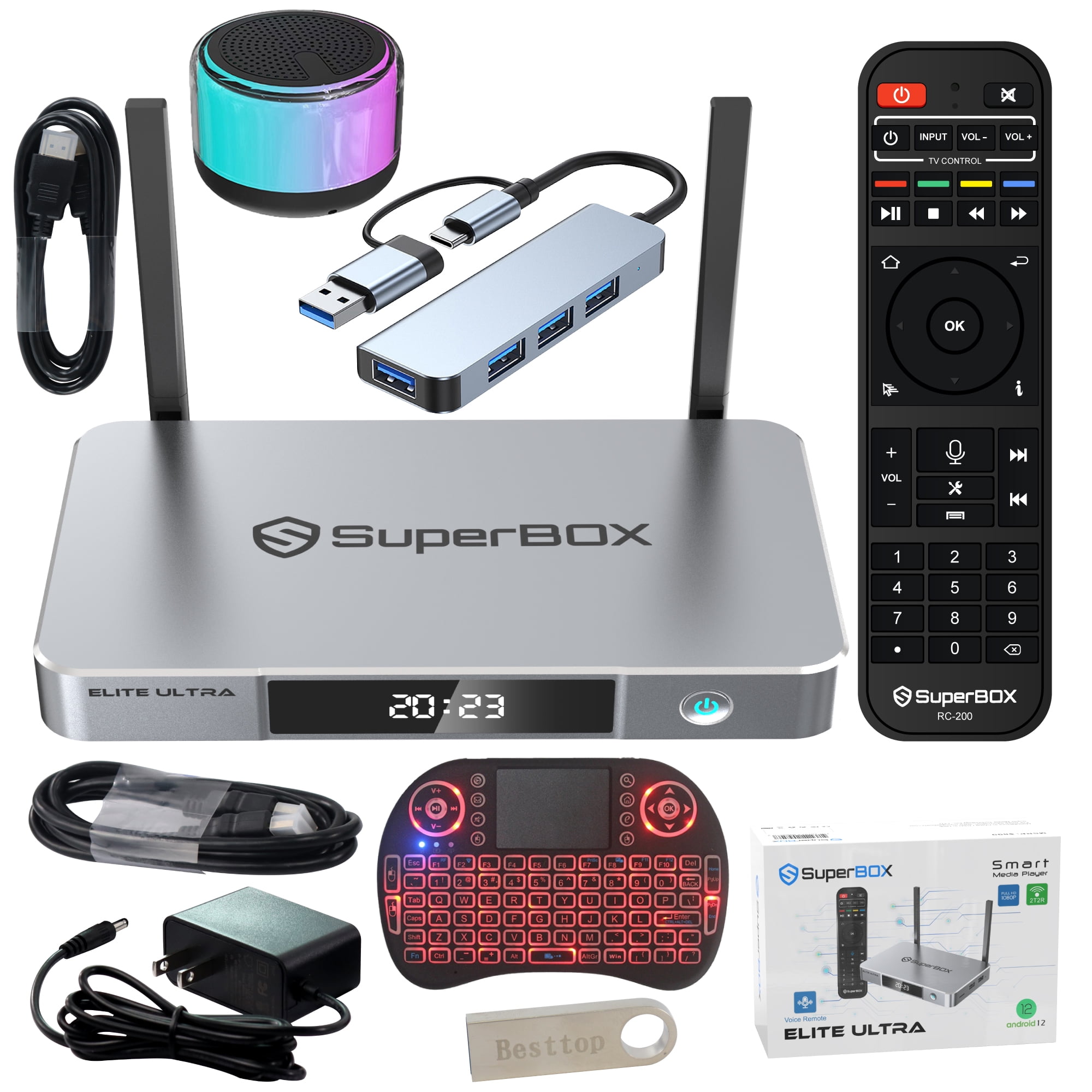 SuperBox S6 Elite Ultra for TV 2025 Fully Loaded, Wireless Voice Remote Included, 6K Super Box with Voice Remote, 4G RAM+128G ROM, Wifi 6.0, Android 12.0, Easy Setup Guide by Authorised Seller