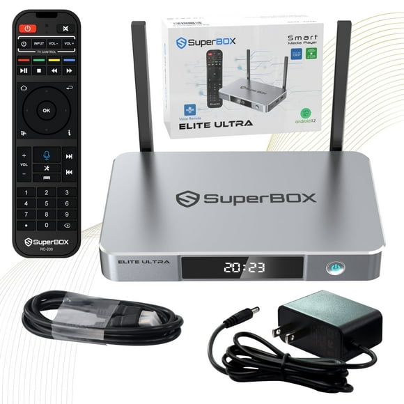 SuperBox S6 Elite Ultra for TV 2025 Fully Loaded, Wireless Voice Remote Included, 6K Super Box with Voice Remote, 4G RAM+128G ROM, Wifi 6.0, Android 12.0, Easy Setup Guide by Authorised Seller