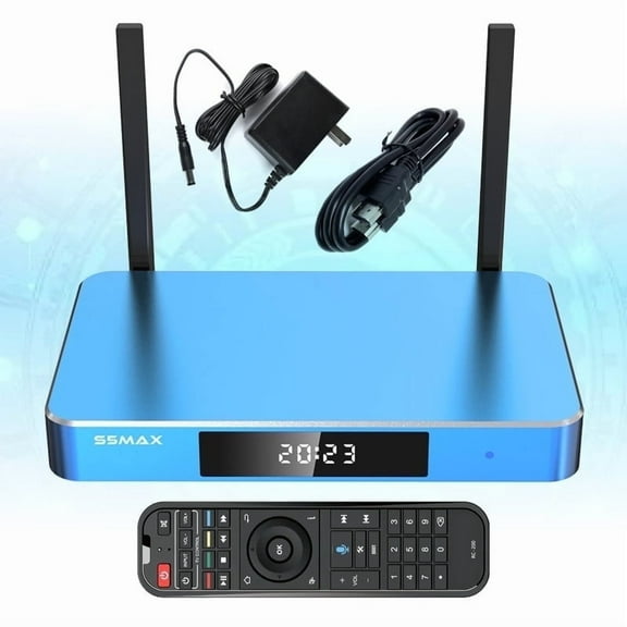 SuperBox S5MAX Pro Bundle: Includes low-profile HDMI wire, voice command remote, and easy-follow installation guide.