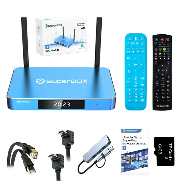 SuperBox S5Max Smart Android System Super Box S5 Max Newest Super S6 Ultra/S6Pro 6K HD,Dual Band WiFi,4GB+64GB Storage,Voice Remote Control,WiFi-6 Supported,1000Mbps Ethernet Port,Instruction Manual