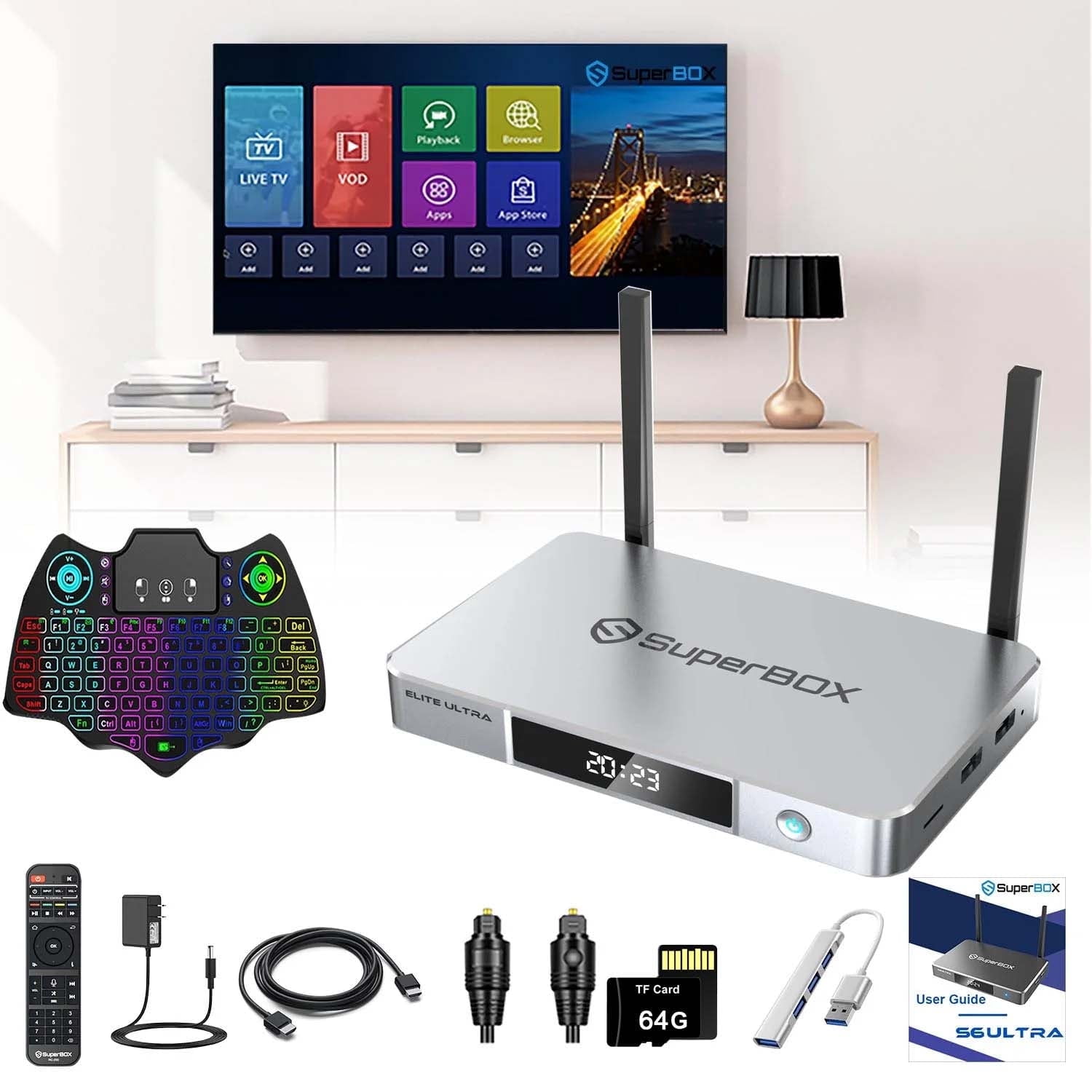SuperBox S6 Elite Ultra Fully, 4G RAM+128G ROM Superbox with Voice Remote, 6K, Easy Setup Guide, Included Parental Control Time