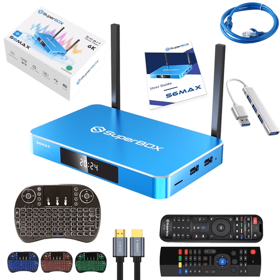 SuperBox S6 MAX 2025 Newest Pack 4G+64G Powerful Smart TV Box,Time Shift, Parental Control Time,Super Powerful TV Box with Voice Remote Control,Ideal for Home
