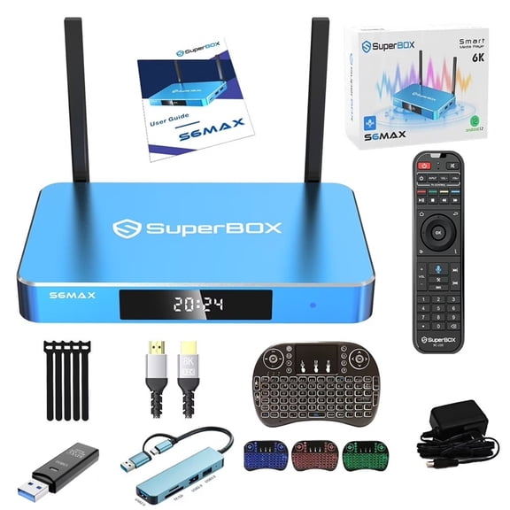 SuperBox S6 MAX 6K Smart TV Box, 4GB RAM + 64GB Storage, Voice Remote, Parental Controls, Home Entertainment Hub (2024 Model)