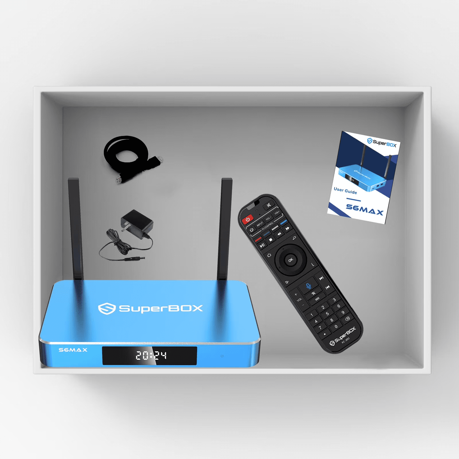 SuperBox S6 MAX Fully Loaded,2025 Newest Pack,4G+64G Powerful Smart Box,Time Shift, Parental Control Time,Super Powerful TV Box with Voice Remote Control,Ideal for Home