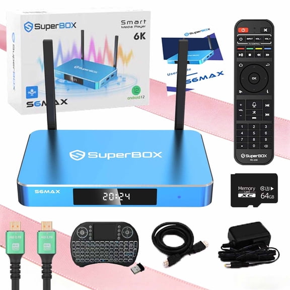SuperBox S6 MAX Fully Loaded,4G+64G Powerful Smart Box,Time Shift, Parental Control Time,with Voice Remote Control 6K HD