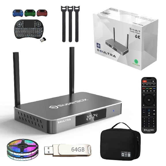 SuperBox S6 Max Android 12 TV Box Bundle with Mini Keyboard & Accessories, 4GB RAM 64GB Storage, WiFi 6, 6K UHD,Voice Control