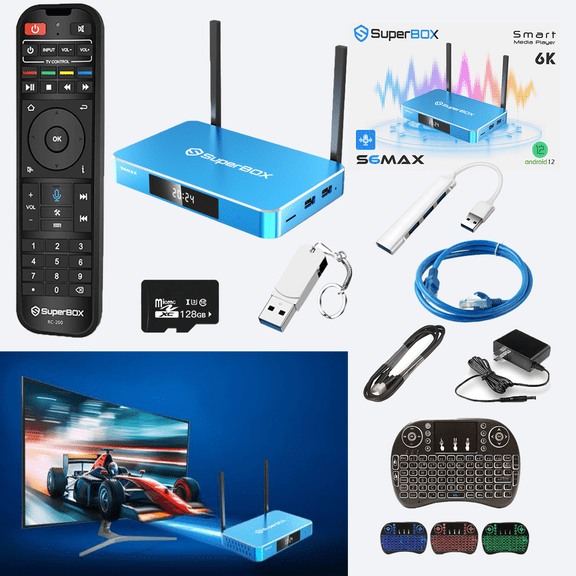SuperBox S6 Max Fully Loaded with Built-in Voice Control System | 2T2R Dual Band WiFi| Android 12 | 4GB RAM | 64GB Storage