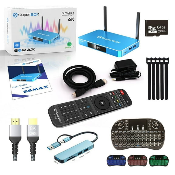 SuperBox S6 Max Premium Edition Bundle Deal |2025 Fully Upgraded|4GB RAM+64GB ROM|6K Hd Cabl|Plug N' Play No Set-up Required