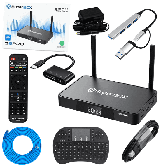 SuperBox S6 PRO Fully Loaded 2025 Newest, 4GB+64GB Smart TV Box Voice Remote