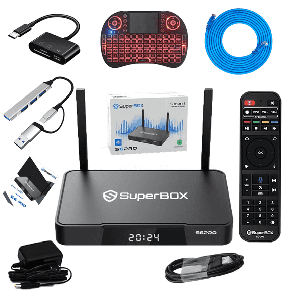 SuperBox S6 PRO Super Powerful TV Box, 2025 Newest Pack 4G+64G Voice Remote, Time Shift