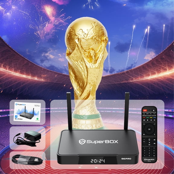SuperBox S6 Pro 2025 Fully Loaded: Gear Up for the World Cup! 4G RAM+32G ROM 6K Smart TV Box with Voice Remote, Time Shift & Parental Control for Endless Entertainment