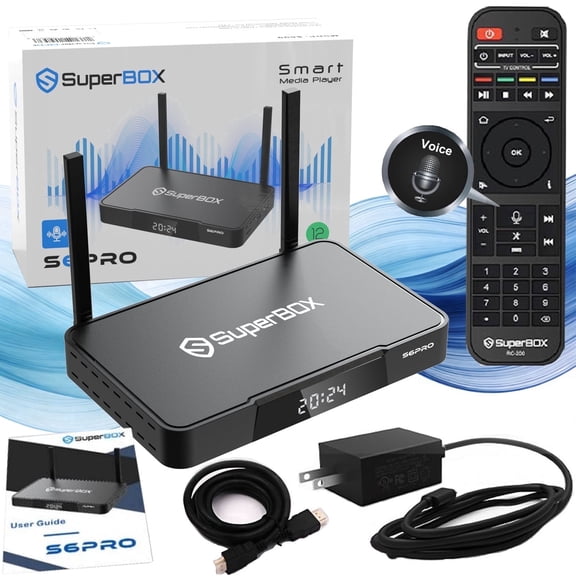 SuperBox S6 Pro 2025 for TV, 6K Ultra HD Smart TV Box with Wireless Voice Remote Control,Android 12 OS | 4GB RAM+32GB ROM Strong | Dual Band Wi-Fi | Time Shift | Parental Control | Fully Set Up