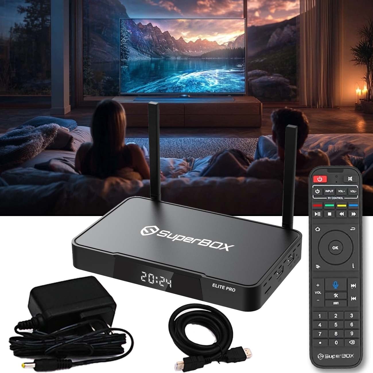 Superbox Elite PRO Full Function, 2025 Newest Package, 4G+32G Powerful Smart Box, Time Shift, Parental Control Time, Super Powerful TV Box with Voice Remote Control, Suitable for Home Use