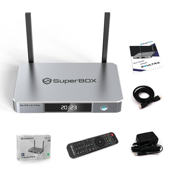SuperBox S6 Ultra 2025 ,4G+128G,Time Shift Feature&Easily Set Up Parental Controls,6K HMDI,with Voice Remote,2T2R,Quad-Core,Newest Model Media Box with Channels Free,Phone Support
