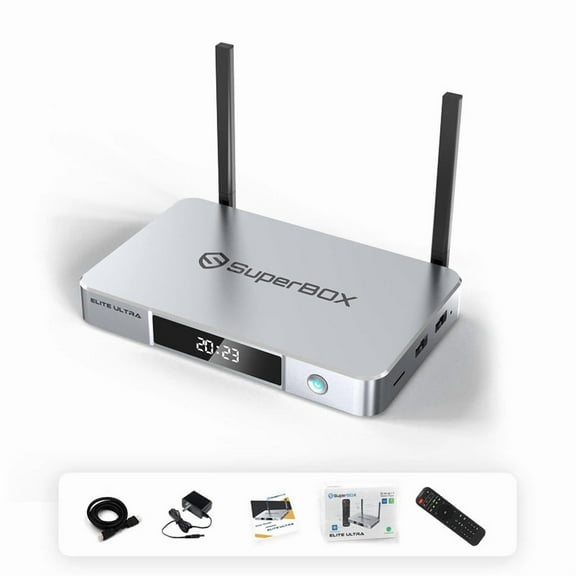 SuperBox S6 Ultra 2025 ,4G+128G,Time Shift Feature&Easily Set Up Parental Controls,6K HMDI,with Voice Remote,2T2R,Quad-Core,Newest Model Media Box with Channels Free,Phone Support