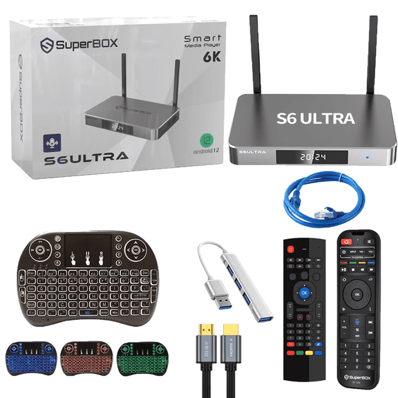 SuperBox S6 Ultra 2025 Newest Version 4G+128G Powerful Smart TV Box,Time Shift, Parental Control Time,Super Powerful TV Box with Voice Remote Control,Ideal for Home