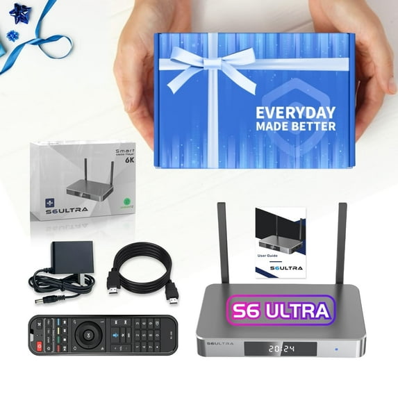 SuperBox S6 Ultra 2025: 4GB DDR + 128GB eMMC, 6K HDMI, Exquisite gift box,Quad-Core & Voice Remote-Time Shift & Instant Setup!