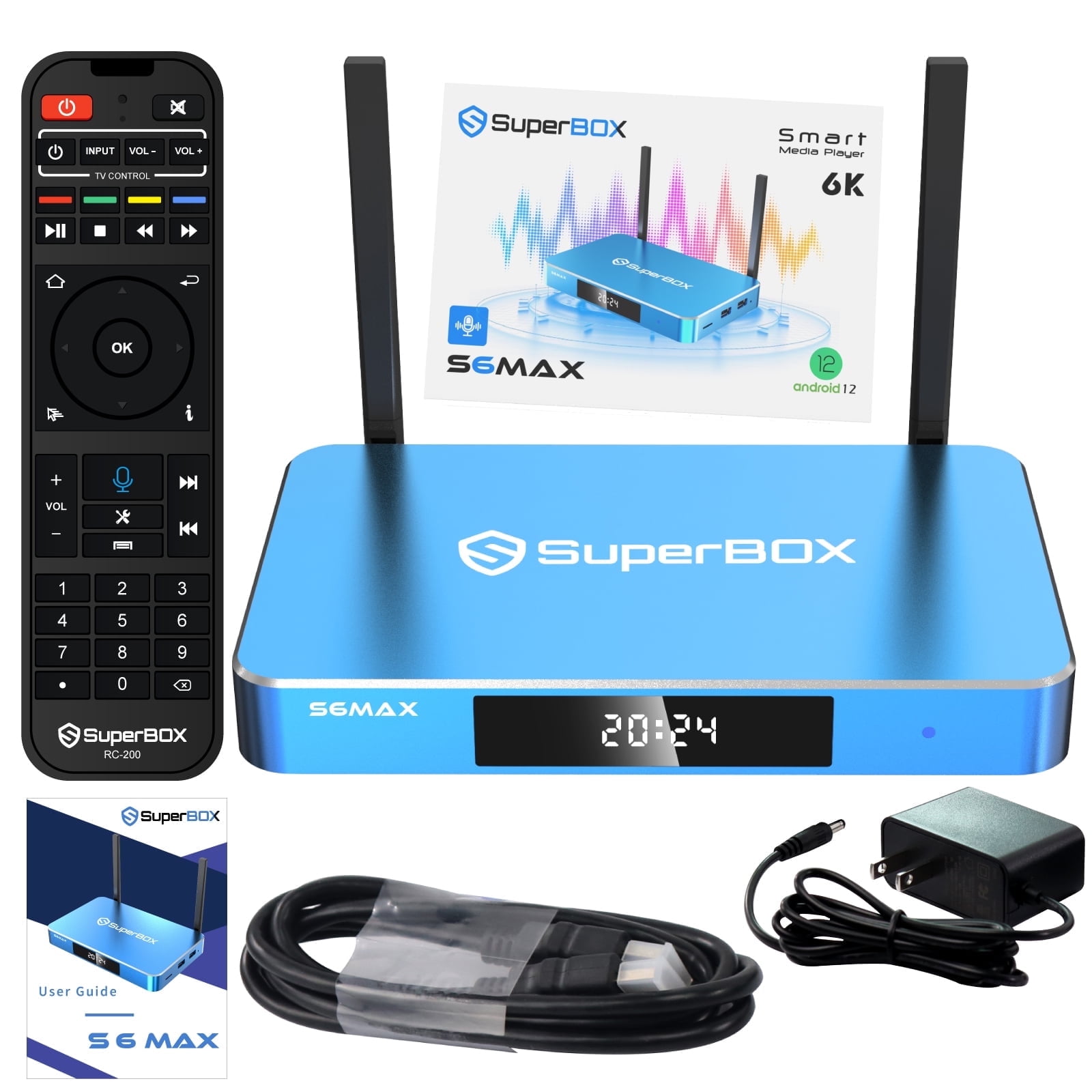 SuperBox S6MAX 2025 Fully Loaded,4G+64G,with Voice Remote,Time Shift Feature\u0026Easily Set Up Parental Controls,Dual Band WIFI,6K HD,Bluetooth 5.2,Perfect for Family Movie Nights
