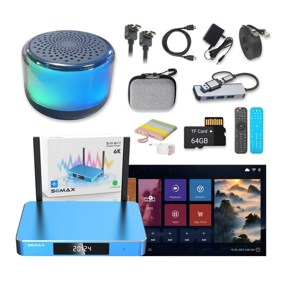 SuperBox S6MAX New GPU,faster speed,Advance Voice Command,Gift 8-piece Set of Portable Audio Equipment