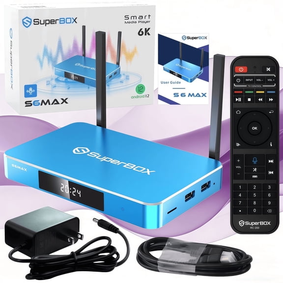 SuperBox S6MAX Smart TV Box with 4GB RAM+64GB Storage, Voice Control, Time Shift and Parental Control, High-Speed 1000M Ethernet for Buffer-Free & Easy Setup Guide
