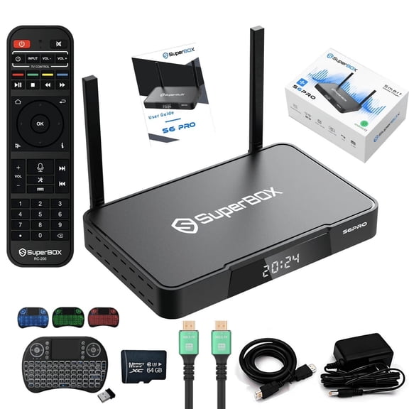 SuperBox S6PRO 2025 Fully Loaded with 8 Hours Time Shift | 4GB RAM | 32GB Storage | Voice Control System | 8 Hours Time Shift | Parental Control Time | S5PRO 2024 Upgraded Android TV Box