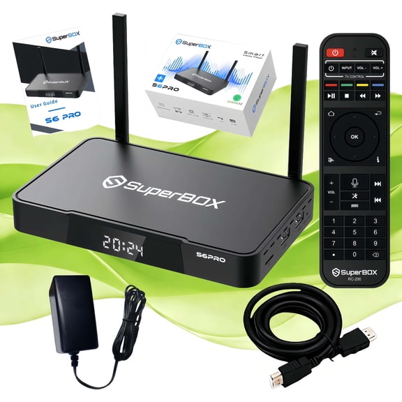 SuperBox S6PRO Fully Loaded with 4GB RAM+32GB Storage, Bluetooth Voice Control, Time Shift and Parental Control, 2T2R Dual Band Wifi,Android 12
