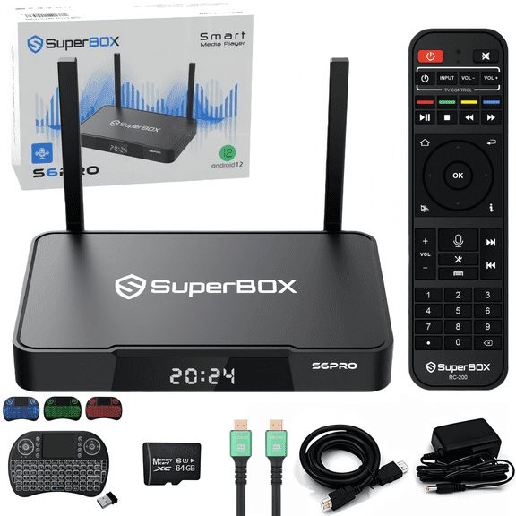 SuperBox S6PRO Fully Loaded with 4GB RAM+32GB Storage, Bluetooth Voice Control, Time Shift and Parental Control, 2T2R Dual Band Wifi,Android 12