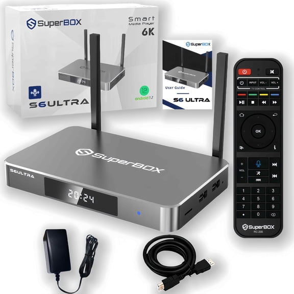 SuperBox S6ULTRA 6K Smart TV Box, 2024 Upgraded Version of SuperBox S5MAX, 4GB RAM+128GB ROM Android TV Box, S6 ULTRA Home Entertainment Hub with Voice Remote, Time Shift & Parental Controls
