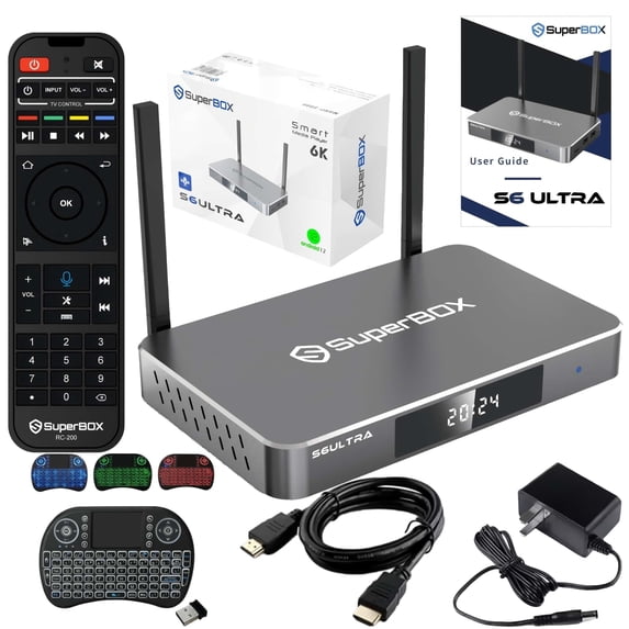 SuperBox S6ULTRA 6K Smart TV Box, 2024 Upgraded Version of SuperBox S5MAX, 4GB RAM+128GB ROM Android TV Box, S6 ULTRA Home Entertainment Hub with Voice Remote, Time Shift & Parental Controls