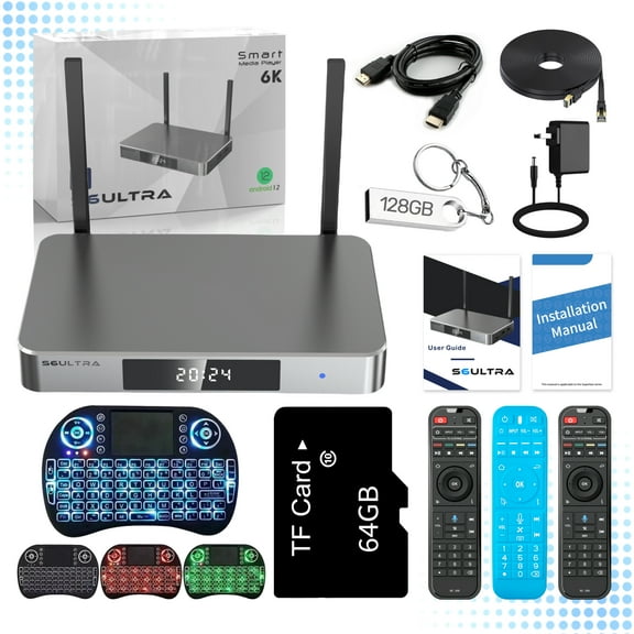 SuperBox S6ultra 2025 NEW with Alternate Mini Keyboard, Ethernet Cable & Voice Remote Control – Plus 128GB USB & 64GB TF Card!
