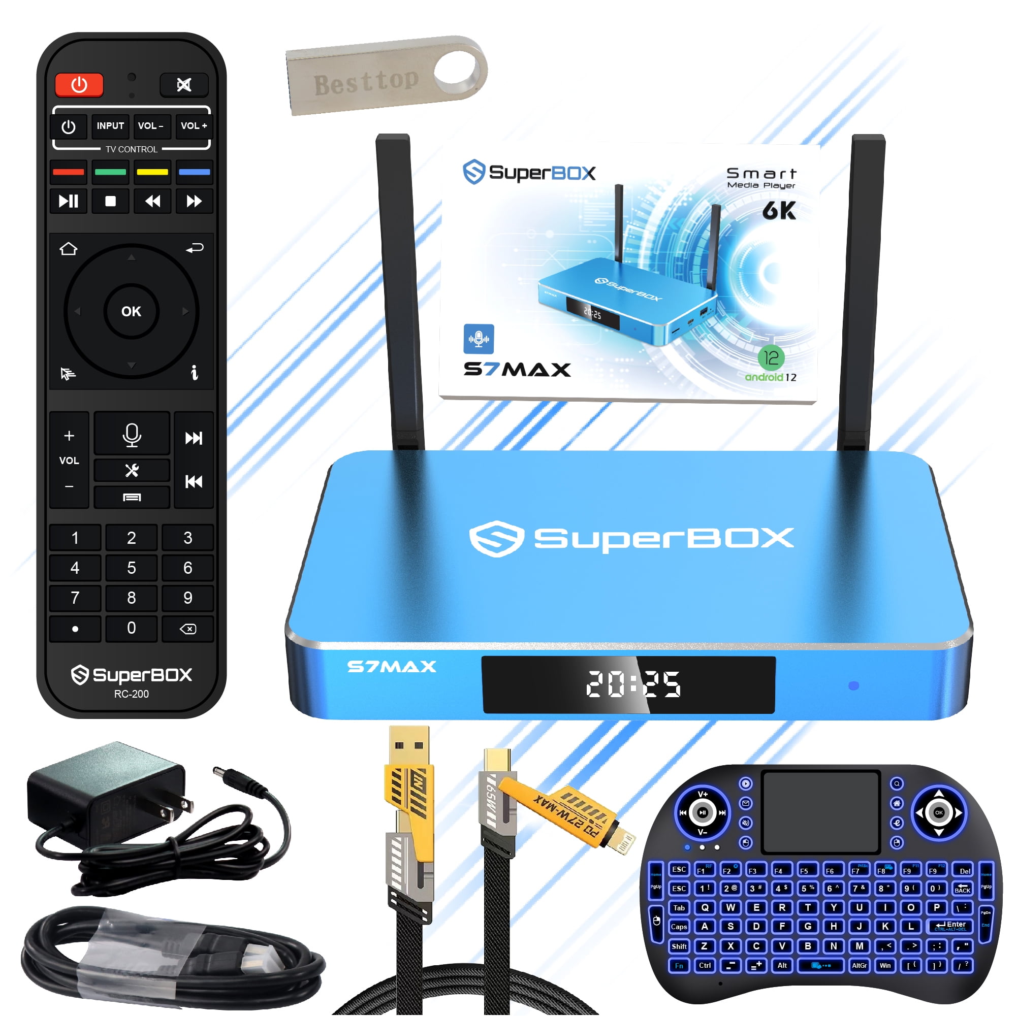 SuperBox S7 Max 2026 Fully Loaded, 4GB RAM+64GB ROM, Super Box S7Max Smart TV Box with Voice Remote, 2T2R Dual Band Wifi, Easy Setup Guide & Phone Support by Authorised Seller
