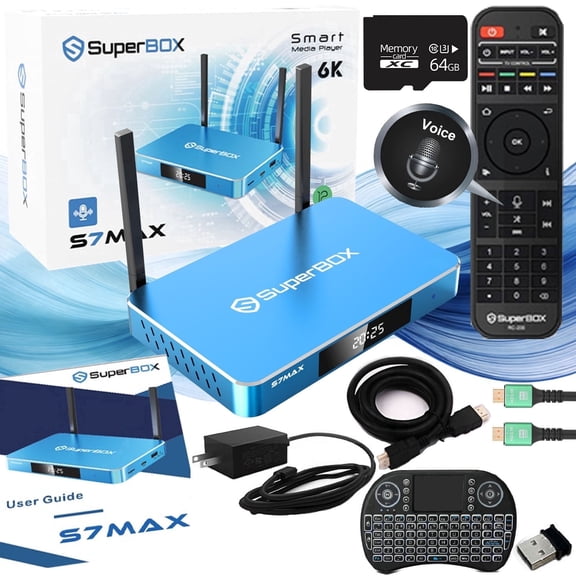 SuperBox S7 Max 2026 Fully Loaded | Powerful Smart Box | 6K Ultra HD | Parental Control | 7-day Time Shift | Dual WiFi | Voice Remote Control | 4GB RAM | 64GB Storage | Easy Setup Guide