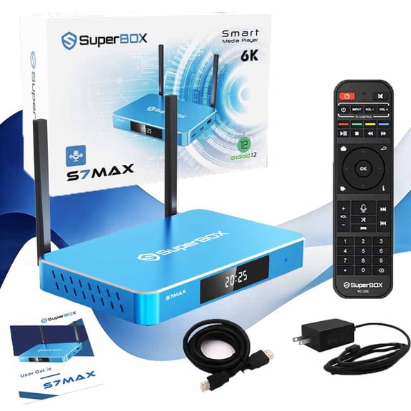 SuperBox S7 Max 2026 Fully Loaded | Powerful Smart Box | 6K Ultra HD | Parental Control | 7-day Time Shift | Dual WiFi | Voice Remote Control | 4GB RAM | 64GB Storage | Easy Setup Guide
