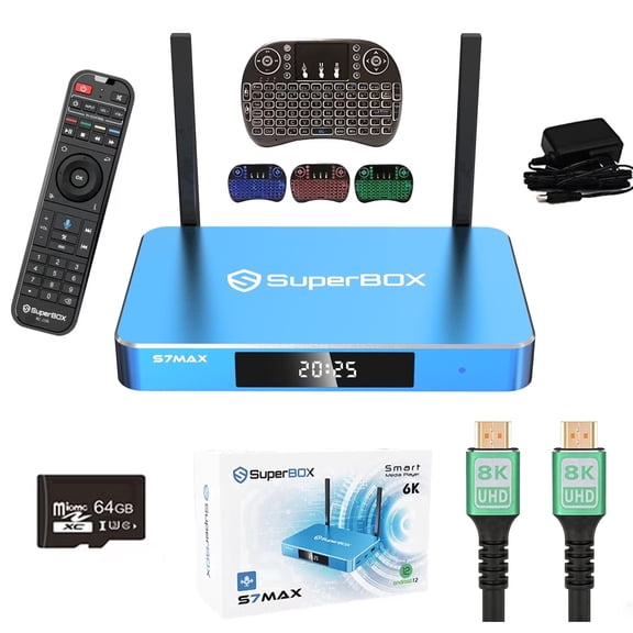 SuperBox S7 Max Premium Edition | 2026 Fully Upgraded | 4GB RAM+128GB ROM Powerful Smart Box Parental Control Time,Super TV Box with Voice Remote Control