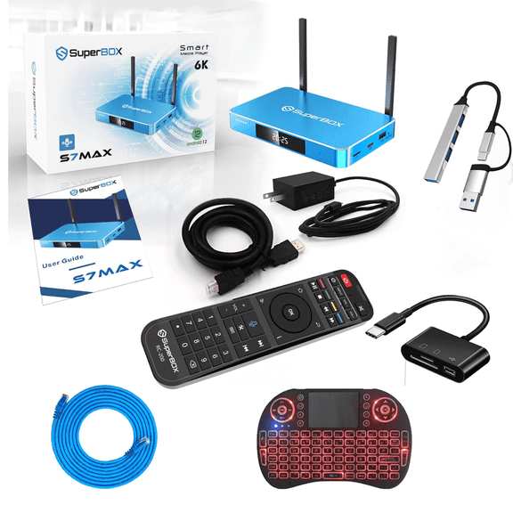 SuperBox S7 Max Premium Edition with Built-in Voice Control System, 4GB RAM+64GB ROM 6K HD Smart TV Box, Superbox S7 Max Remote Included for Family Use