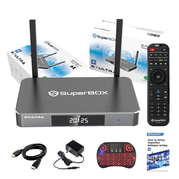 SuperBox S7 Prime Fully Loaded,2026 Yellow Pack,4G+128G Powerful Smart Box,Time Shift, Parental Control Time,Super Powerful TV Box with Voice Remote Control,Ideal for Home