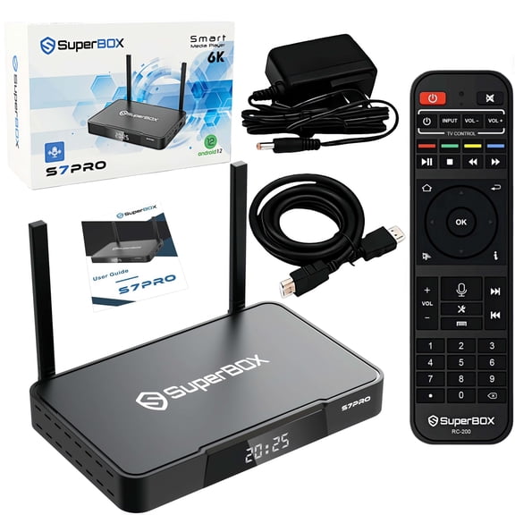 SuperBox S7 Pro 2026 Fully Loaded | 4GB RAM+32GB ROM | 1000M Ethernet Port Super Box with Voice Remote | 6K | Easy Setup Guide by Authorised Seller | Lifetime Free Access