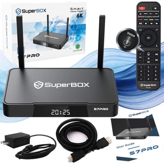 SuperBox S7 Pro Fully Loaded , Super Powerful Smart Box with Voice Remote Control,1000M Ethernet,Android 12 OS, 4GB RAM+32GB ROM Strong, Dual Band Wi-Fi, Time Shift, Parental Control Time for Home