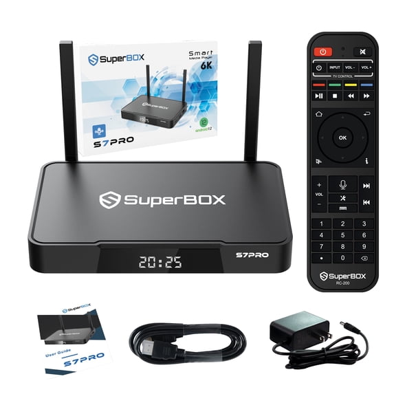 SuperBox S7 Pro Fully Loaded , Super Powerful Smart Box with Voice Remote Control,1000M Ethernet,Android 12 OS, 4GB RAM+32GB ROM Strong, Dual Band Wi-Fi, Time Shift, Parental Control Time for Home