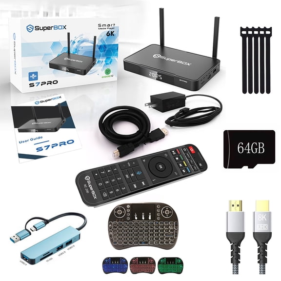 SuperBox S7 Pro Premium Streaming Media Player 2026, Android 12, Voice Control, Time Shift, Parental Control, 4GB RAM 32GB Storage, S6 Upgrade