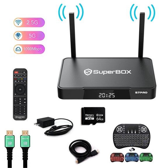 SuperBox S7 Pro Stre-ming Med-a Player Premium with Built-in Voice Control System | 2026 Model | Android 12 | 4GB RAM | 128GB Storage| 2T2R Dual Band WiFi | 6K Ultra HD | 7-day Time Shift