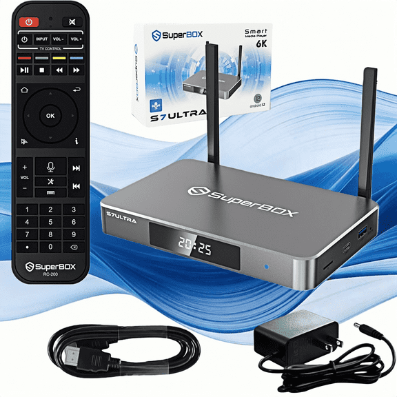 SuperBox S7 U-ltra Fully Loaded, 4GB RAM 128GB ROM for Family Entertainment, Super Box S7 U-l tra 6K Smart TV Box with Voice Remote, Time Shift & Parental Controls