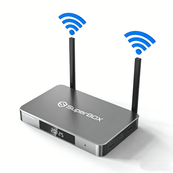SuperBox S7 U-ltra with Built-in Voice Control System | 2026 Model | Android 12 | 4GB RAM | 128GB Storage| 2T2R Dual Band WiFi | 7-day Time Shift